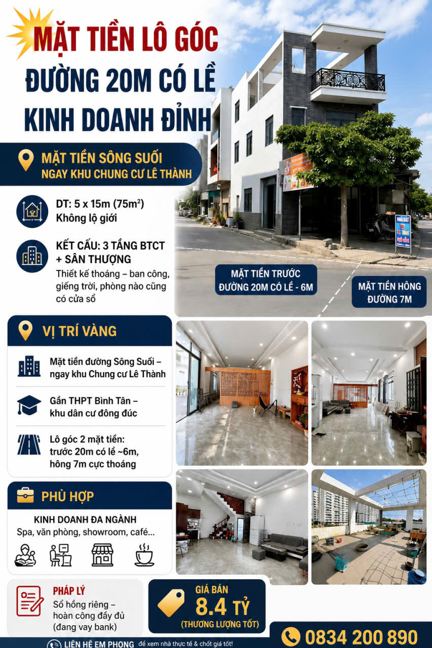 MẶT TIỀN LÔ GÓC – ĐƯỜNG 20M CÓ LỀ – KINH DOANH ĐỈNH